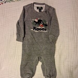 Roots Charcoal Kids Footie One Piece